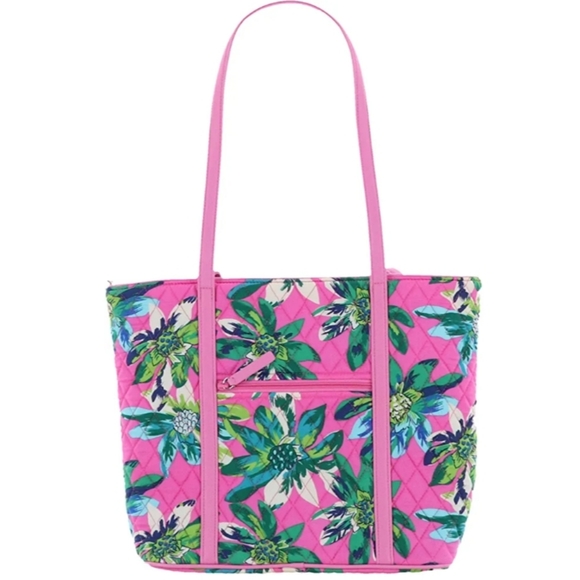 💖VERA BRADLEY -Small Trimmed Bag 💗 Tropical Paradise Pink carryall bag, tote - Picture 2 of 10